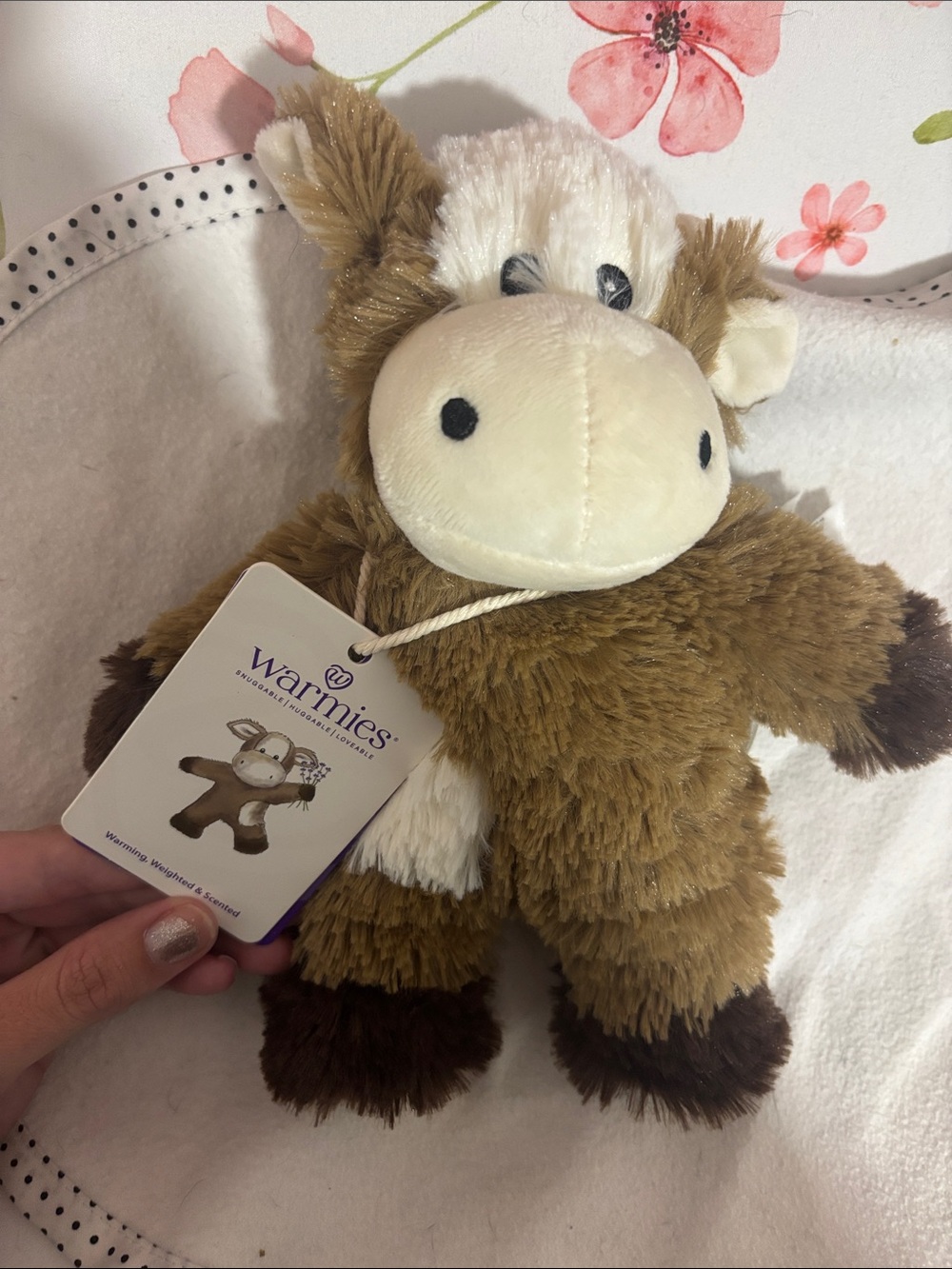 Warm Plush Cow Stuffed Animal - Brown, Cream & Dark Brown